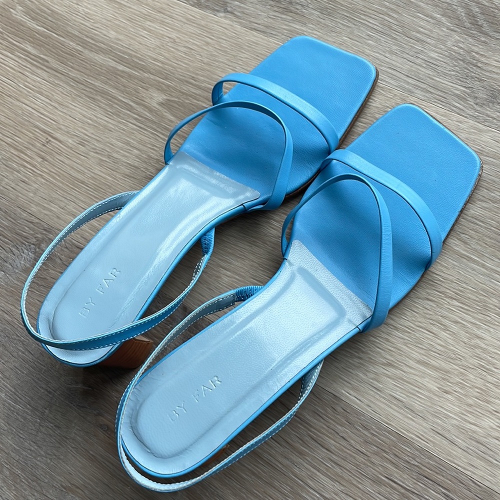 BY FAR light blue strappy sandals small heel size 8 - Picture 8 of 8